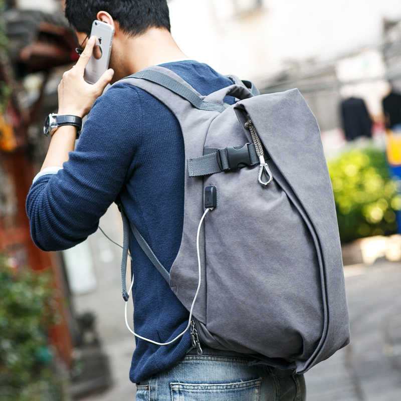 韓版雙肩包男士帆布背包學生書包男大容量運動旅游旅行包包