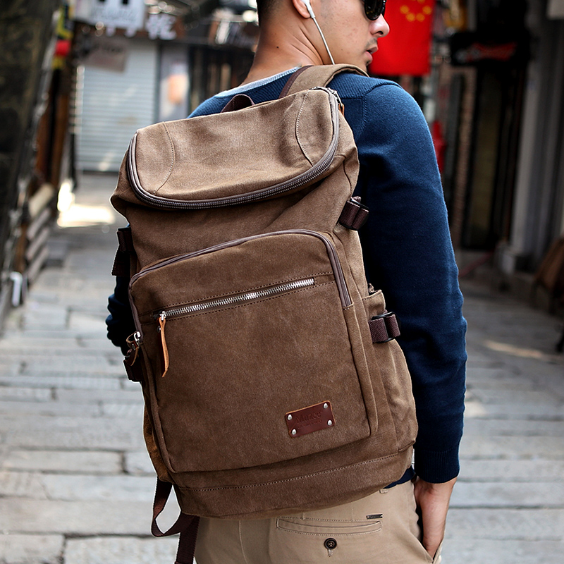 背包雙肩包男男士休閑帆布包日韓版大容量時尚潮流旅行包