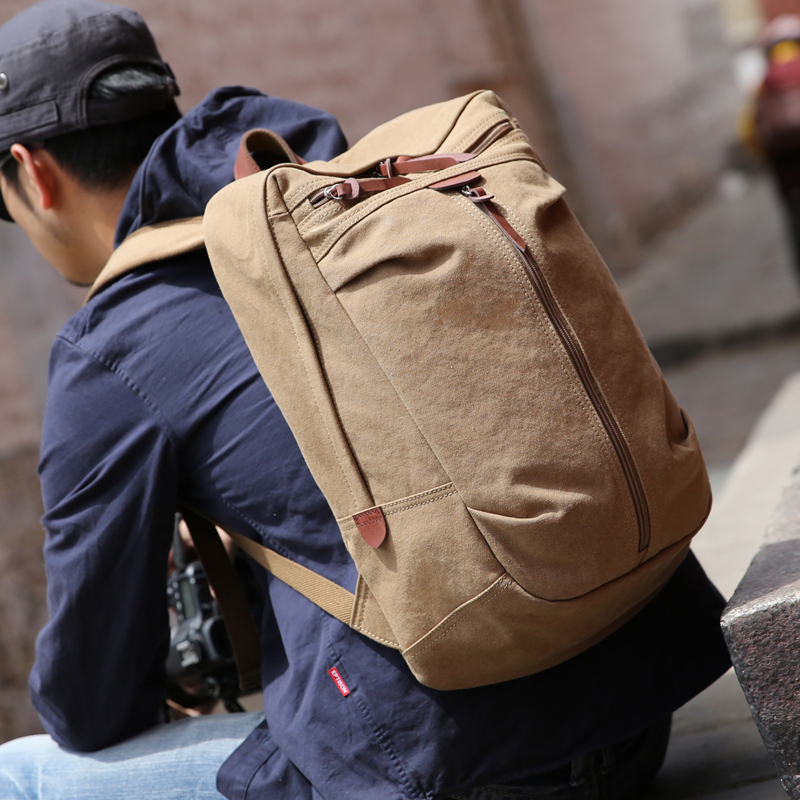 男士雙肩包帆布休閑背包學生書包大容量旅行包電腦包