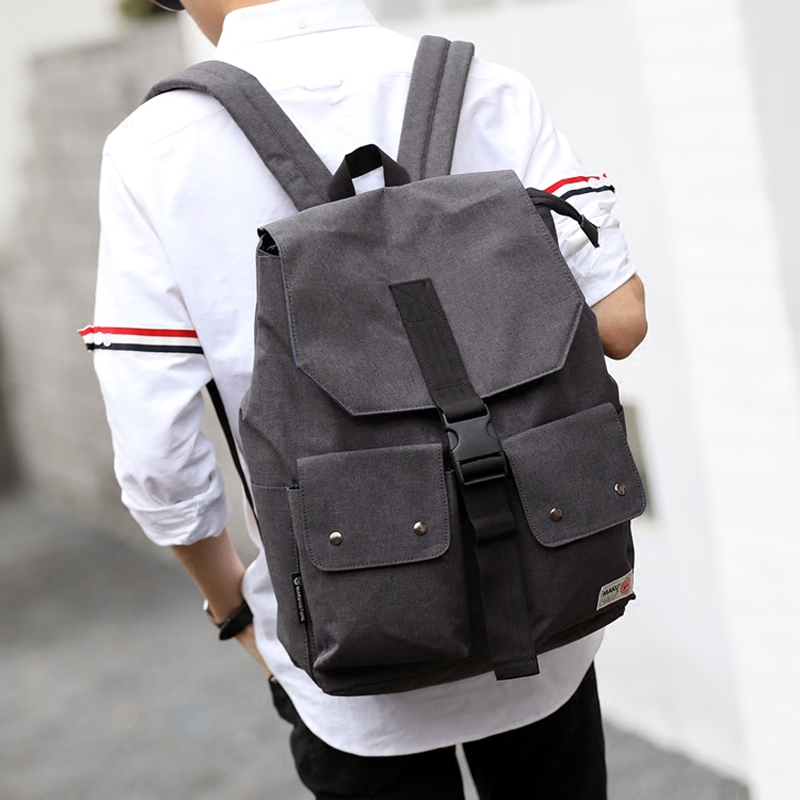 日系潮流男士背包休閑韓版學生書包電腦包潮牌雙肩包帆布書包