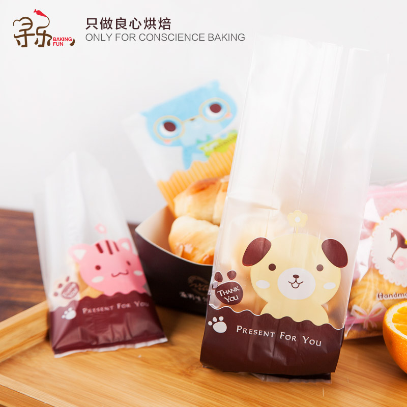 烘焙包裝餅干袋子透明可愛小貓狗牛軋糖曲奇西點心袋封口貼